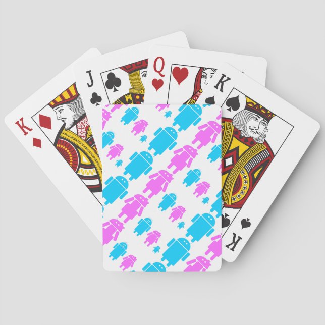 Cute robot familly pattern poker cards (Back)