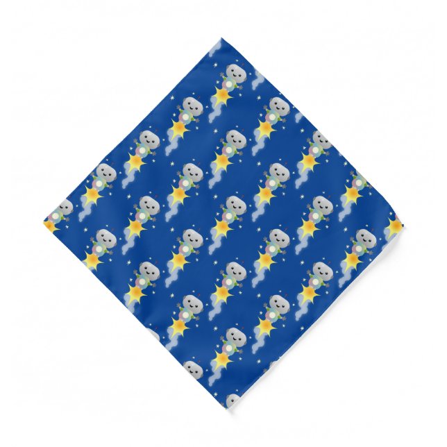 Cute robot flying in space cartoon illustration  bandana (Front)