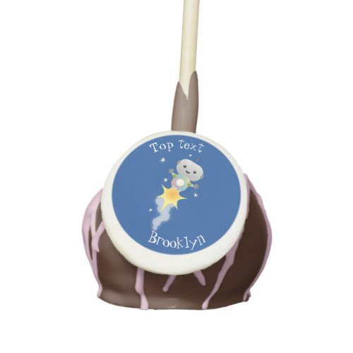 Cute robot flying in space cartoon illustration cake pops