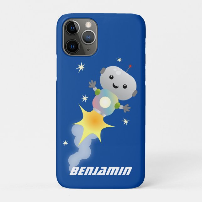 Cute robot flying in space cartoon illustration Case-Mate iPhone case (Back)