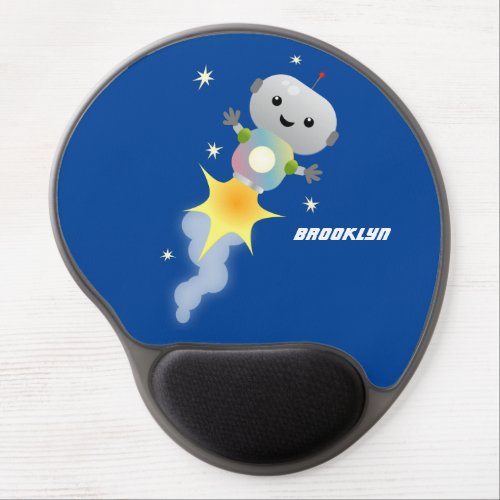 Cute robot flying in space cartoon illustration gel mouse pad