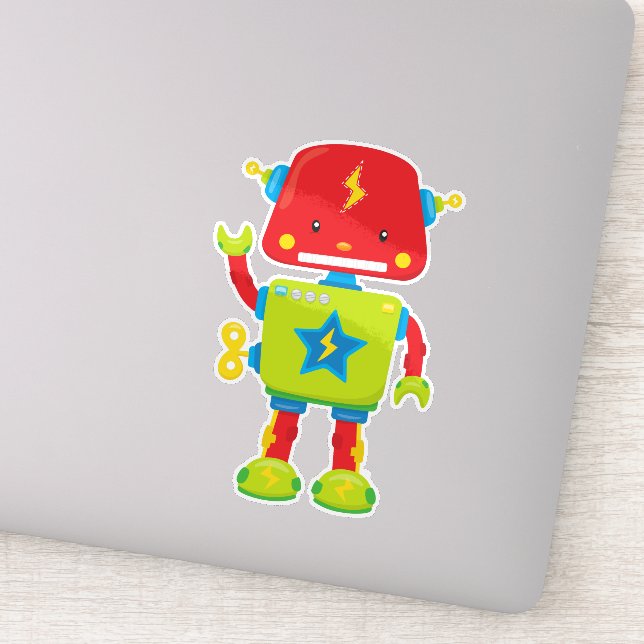 Cute Robot, Funny Robot, Colorful Robot, Robotics Sticker (Detail)