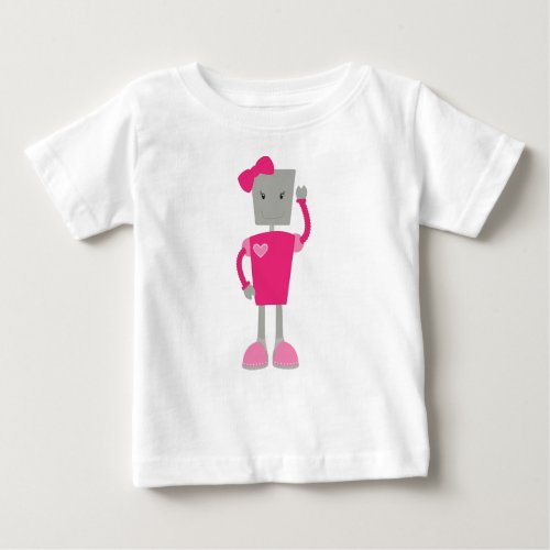 Cute Robot Funny Robot Girl Robot Pink Robot Baby T_Shirt