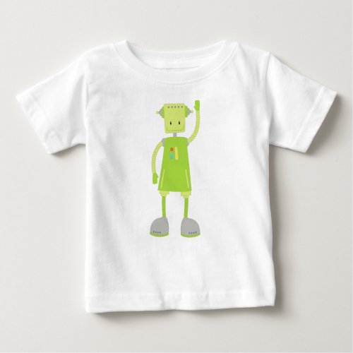 Cute Robot Funny Robot Silly Robot Green Robot Baby T_Shirt