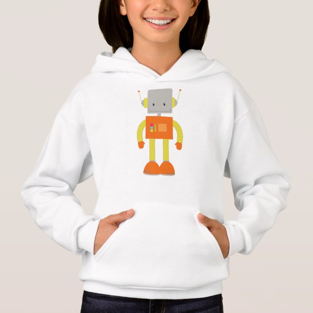 Cute Robot, Funny Robot, Silly Robot, Robotics Hoodie (Front)