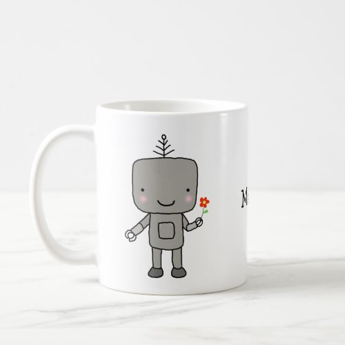 Cute Robot Geek Nerd I love you Custom Name Coffee Mug