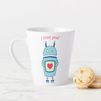 Cute Robot Heart I Love You Latte Mug