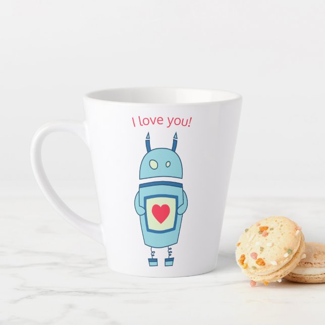 Cute Robot Heart I Love You Latte Mug (In Situ)