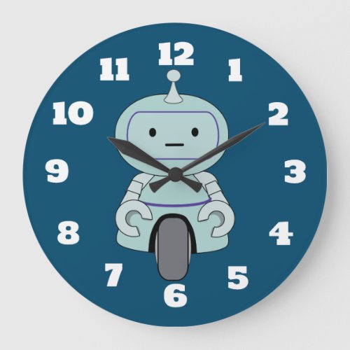 Cute Robot Illustration Large Clock