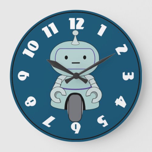 Cute Robot Illustration Large Clock