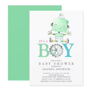 Cute Robot It's a Boy Baby Shower Invitation
