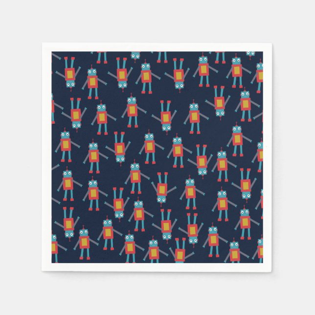 Cute Robot Paper Napkins (Front)