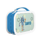 Cute Robot Personalized Name Boys Lunch Box