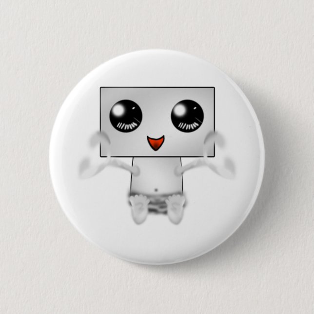 Cute Robot Pinback Button (Front)