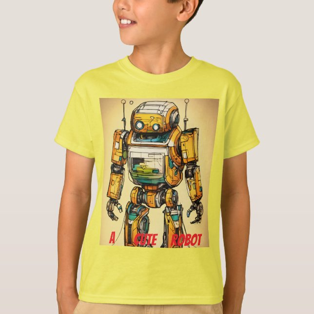 "Cute Robot - Playful TechT designed  T-Shirt (Front)