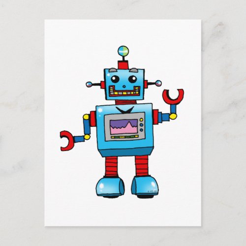 Cute robot postcard
