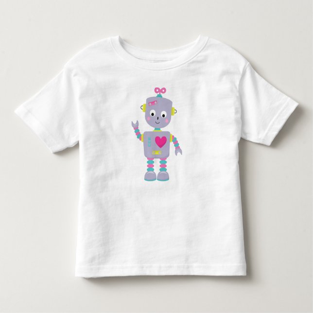 Cute Robot, Purple Robot, Funny Robot, Silly Robot Toddler T-shirt (Front)