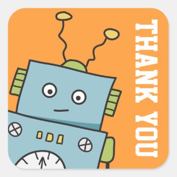 Cute Robot Thank You Stickers by IckleCritters at Zazzle