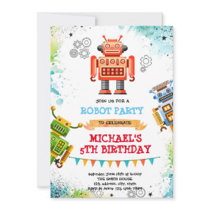 Cute robot theme invitation