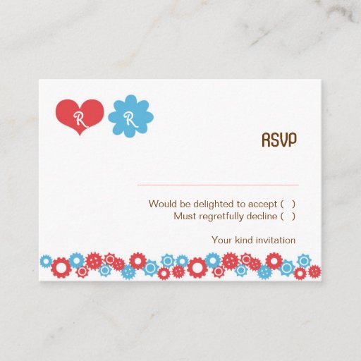 Customizable Robot Love Wedding RSVP Card Business Card