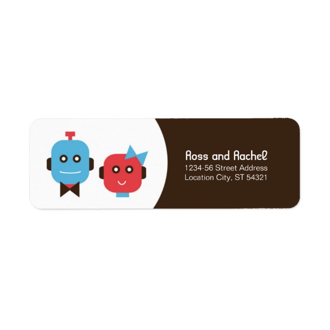 Cute Robot Theme Wedding Label (Front)
