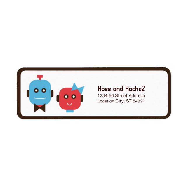 Cute Robot Theme Wedding Label (Front)