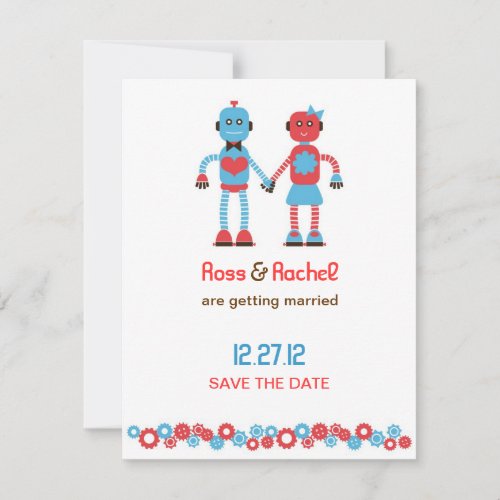 Cute Robot Theme Wedding Save the Date
