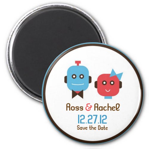 Cute Robot Theme Wedding Save the Date Magnet