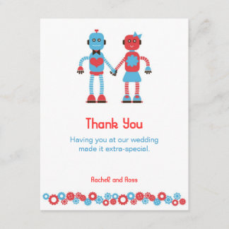 Cute Robot Theme Wedding Thank You Card