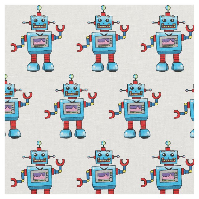 cute robot toy fabric (Close Up)