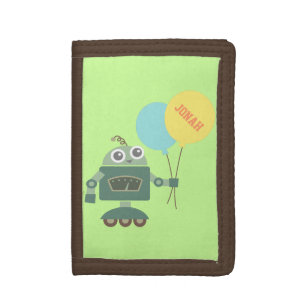 Cute Robot with Balloons for kids Tri-fold Wallet