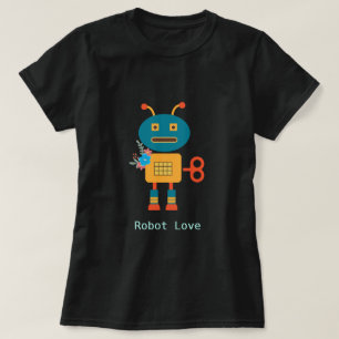 Cute robot with flowers design T-Shirt