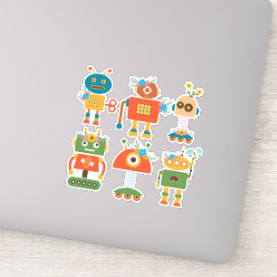 Cute robots back to school art sticker