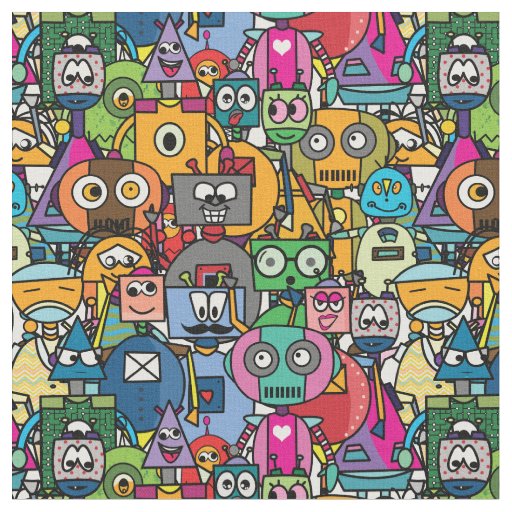 Cute robots XL Fabric