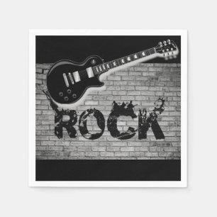 Cute Rock Black Paper Napkins