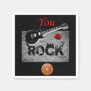 Cute Rock Black Paper Napkins