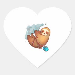 Cute Rock Climbing Sloth Heart Sticker