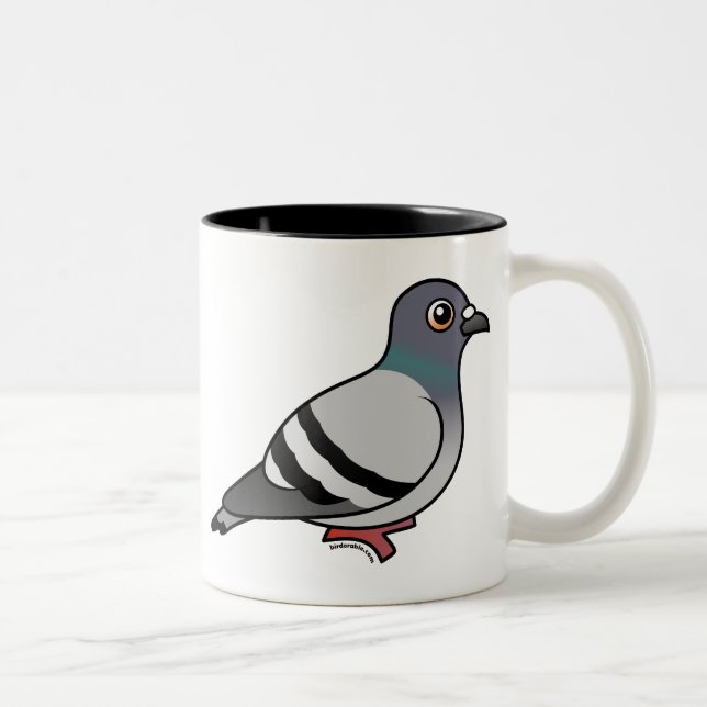 Cute Rock Pigeon Two-Tone Coffee Mug (Right)