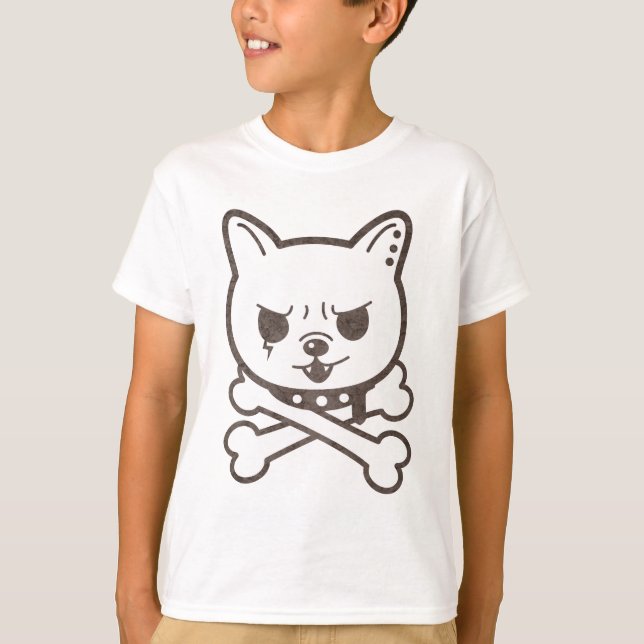 Cute Rocker Puppy Skull T-Shirt (Front)