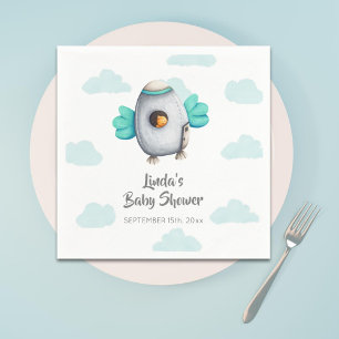 Cute Rocket Bird Baby Shower Napkins