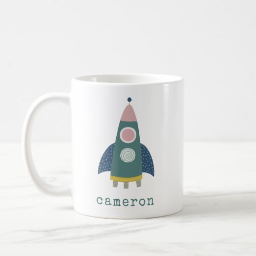 Cute Rocket Ship Cool Space Art Personalized Coffee Mug