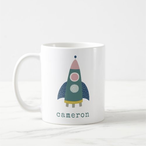 Cute Rocket Ship Cool Space Art Personalized Coffee Mug