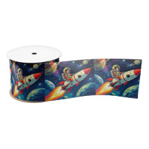 Cute Rockets in Space Astronaut Birthday