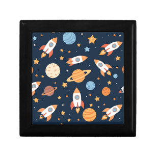 Cute Rockets Planets Space Pattern Gift Box