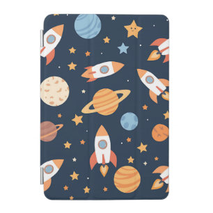 Cute Rockets Planets Space Pattern iPad Mini Cover