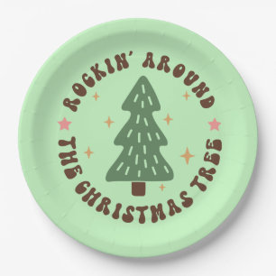 Cute Rockin' Around The Christmas Tree Paper Plates