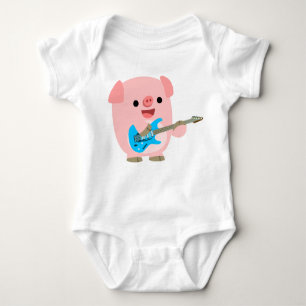 Cute Rockin' Cartoon Pig Baby Clothing Baby Bodysuit