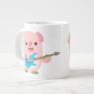 Cute Rockin' Cartoon Pig Jumbo Mug
