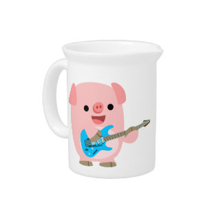 Cute Rockin' Cartoon Pig Pitcher