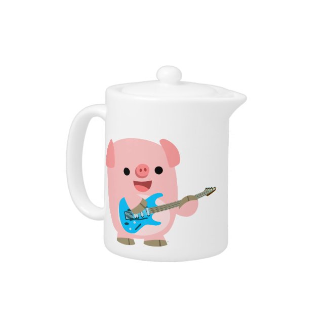 Cute Rockin' Cartoon Pig Teapot (Left)